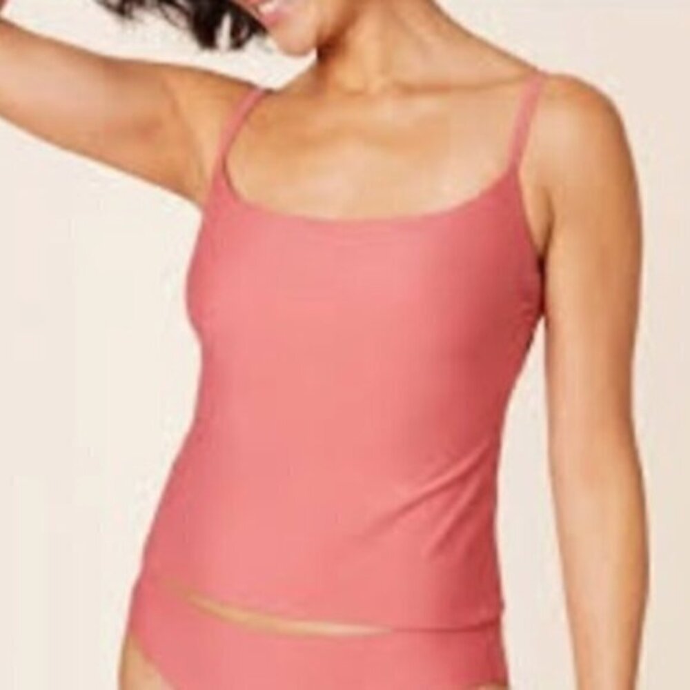 Andie The Longline Tank Tankini Swim Top in Punch Pink Size S NWT